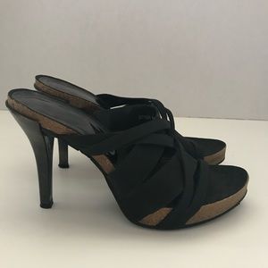 Donald Pliner Black Strappy Platform Slide